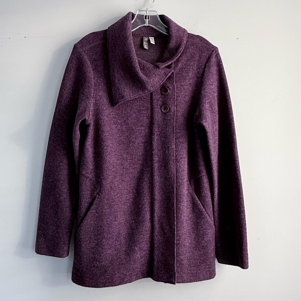 Ibex Pez Coatigan Merino Wool Reese Cardigan Button Up Sweater Jacket M Cabernet - Picture 4 of 16